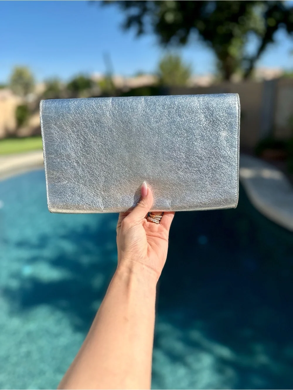 Metallic Silver YSL Clutch - Picture 4 of 9